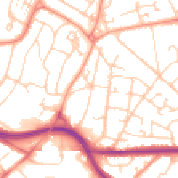 Daytime road noise heatmap for SO18 6BD