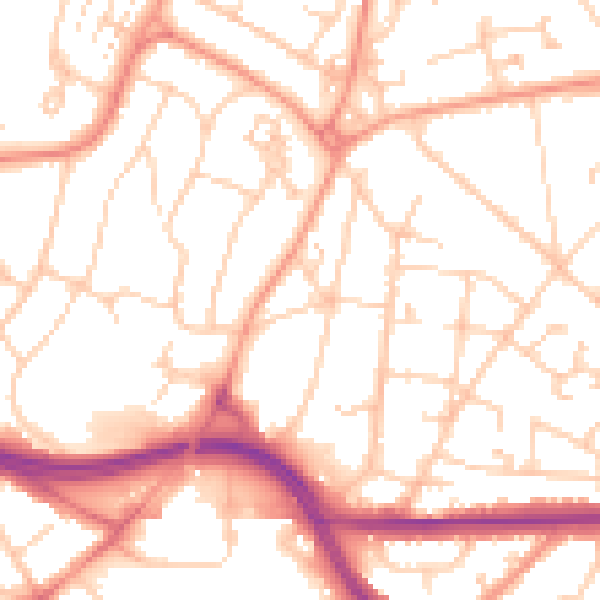 Daytime road noise heatmap for SO18 6BE