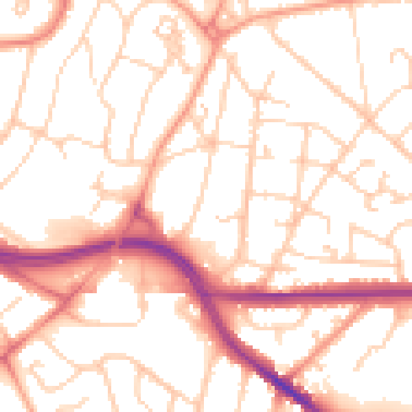 Daytime road noise heatmap for SO18 6BP