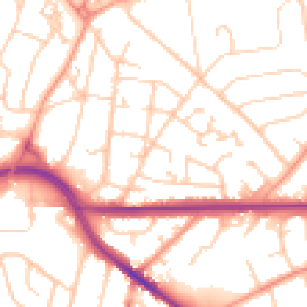 Daytime road noise heatmap for SO18 6NN