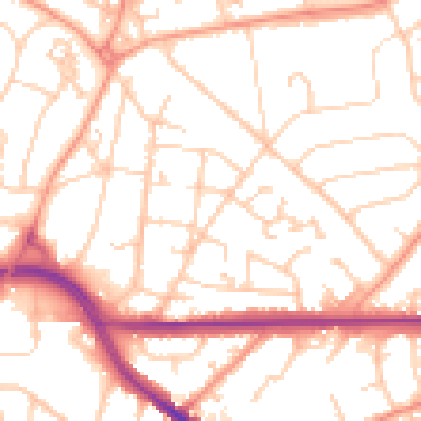 Daytime road noise heatmap for SO18 6NR