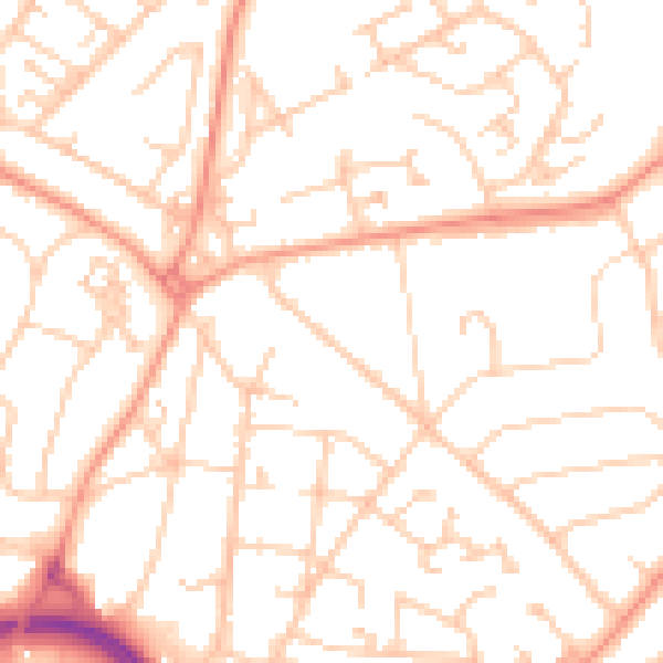 Daytime road noise heatmap for SO18 6NW