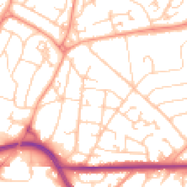 Daytime road noise heatmap for SO18 6RX