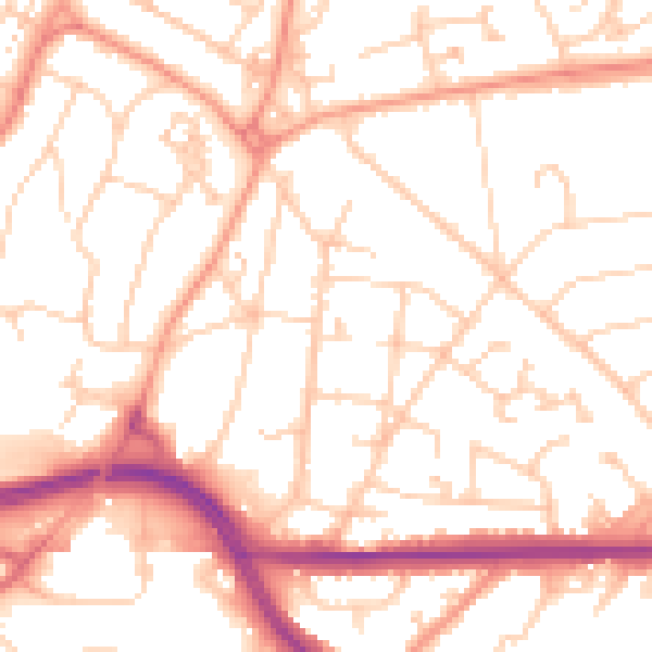 Daytime road noise heatmap for SO18 6SN