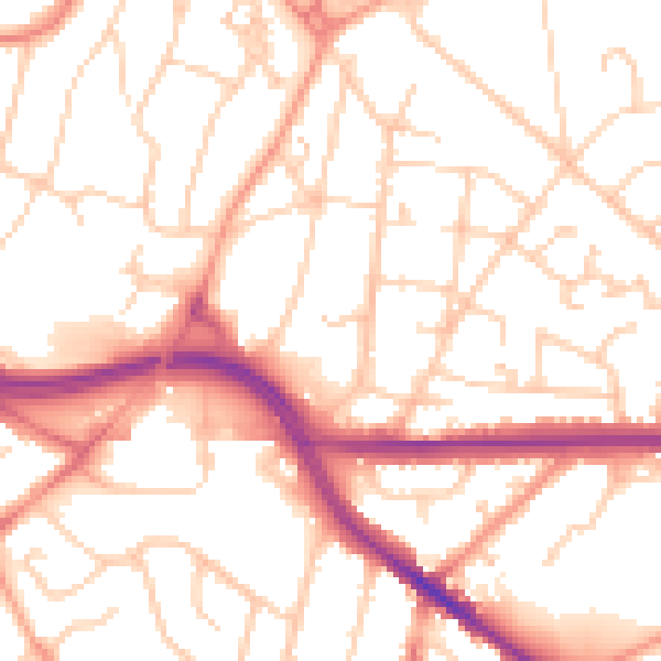 Daytime road noise heatmap for SO18 6SX