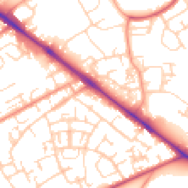 Daytime road noise heatmap for SO19 0AB