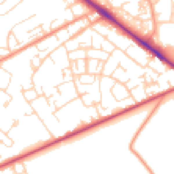 Daytime road noise heatmap for SO19 0AL