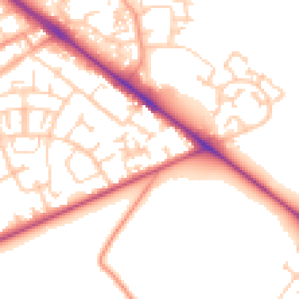 Daytime road noise heatmap for SO19 0AN