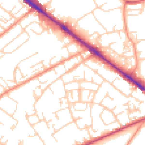 Daytime road noise heatmap for SO19 0DU
