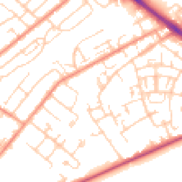 Daytime road noise heatmap for SO19 0DZ
