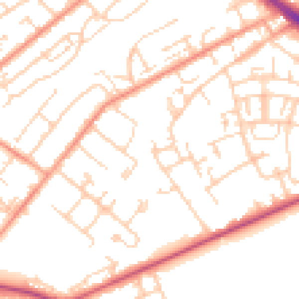 Daytime road noise heatmap for SO19 0ED