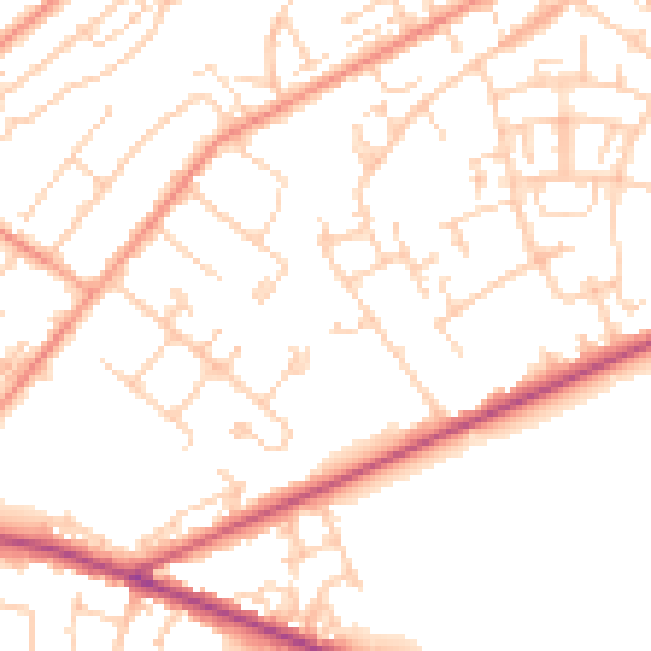 Daytime road noise heatmap for SO19 0EN