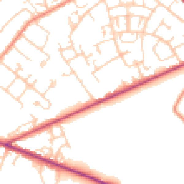 Daytime road noise heatmap for SO19 0ER