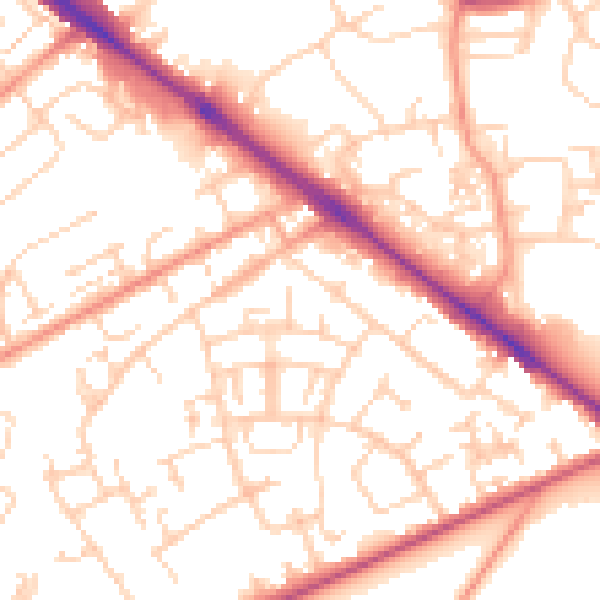 Daytime road noise heatmap for SO19 0FX