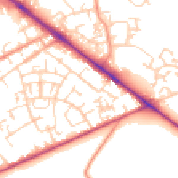 Daytime road noise heatmap for SO19 0HJ
