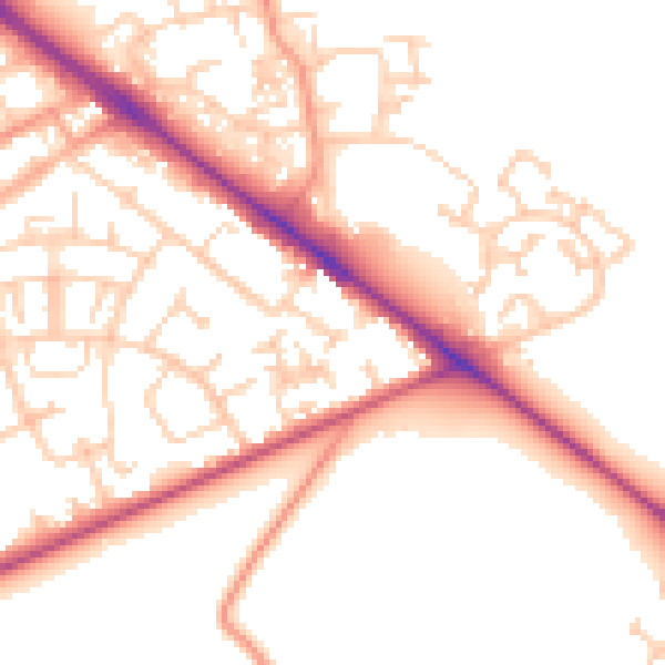 Daytime road noise heatmap for SO19 0HL