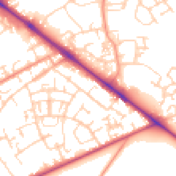 Daytime road noise heatmap for SO19 0HN