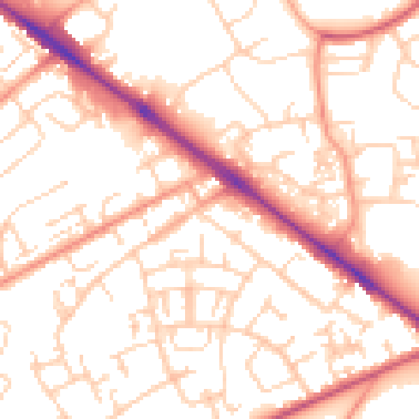 Daytime road noise heatmap for SO19 0HP