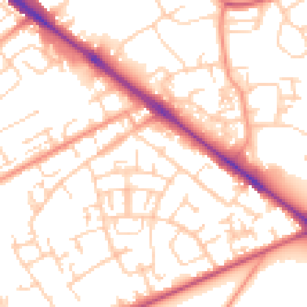 Daytime road noise heatmap for SO19 0HQ