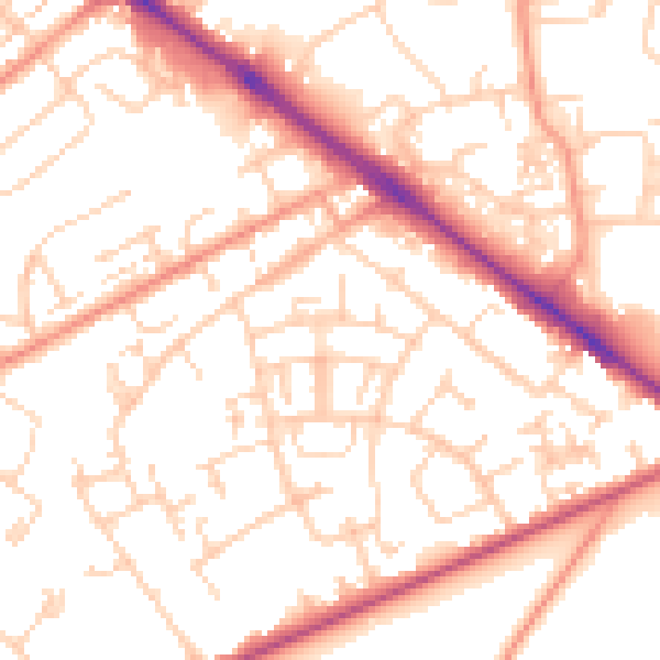 Daytime road noise heatmap for SO19 0HU