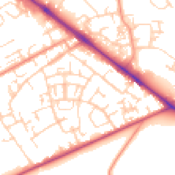 Daytime road noise heatmap for SO19 0HX