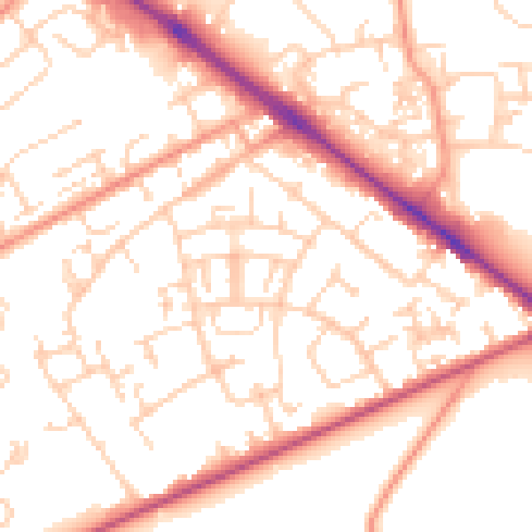 Daytime road noise heatmap for SO19 0JA