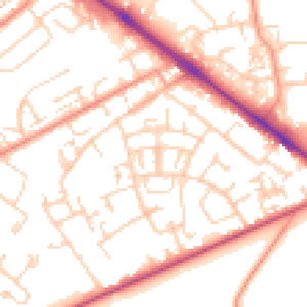 Daytime road noise heatmap for SO19 0JB
