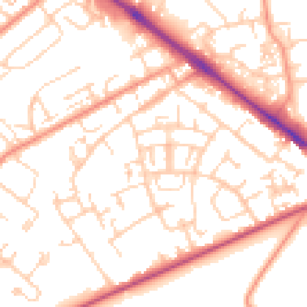 Daytime road noise heatmap for SO19 0JD