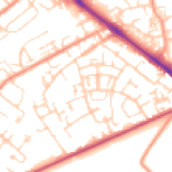 Daytime road noise heatmap for SO19 0JE