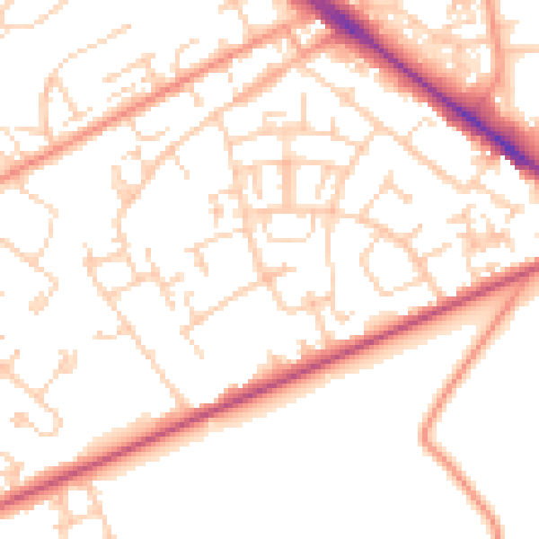 Daytime road noise heatmap for SO19 0JF