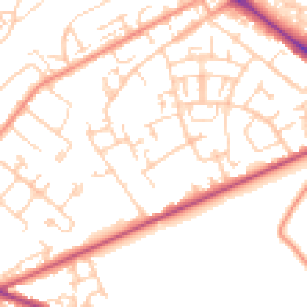Daytime road noise heatmap for SO19 0JG