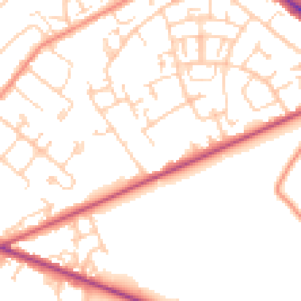 Daytime road noise heatmap for SO19 0JJ