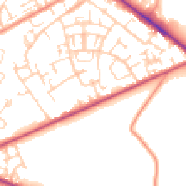 Daytime road noise heatmap for SO19 0JN