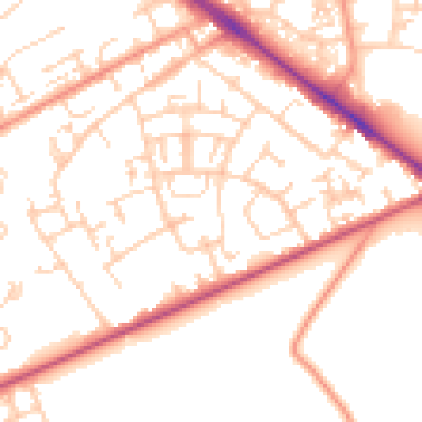 Daytime road noise heatmap for SO19 0JQ