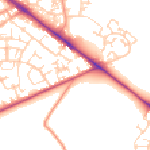 Daytime road noise heatmap for SO19 0NL