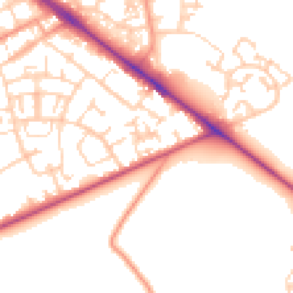 Daytime road noise heatmap for SO19 0NT