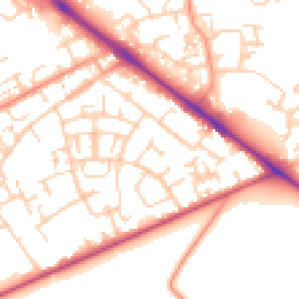 Daytime road noise heatmap for SO19 0QD