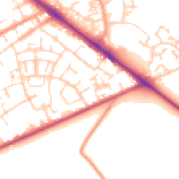 Daytime road noise heatmap for SO19 0QF