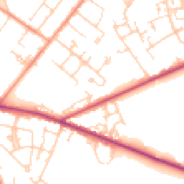Daytime road noise heatmap for SO19 0QZ