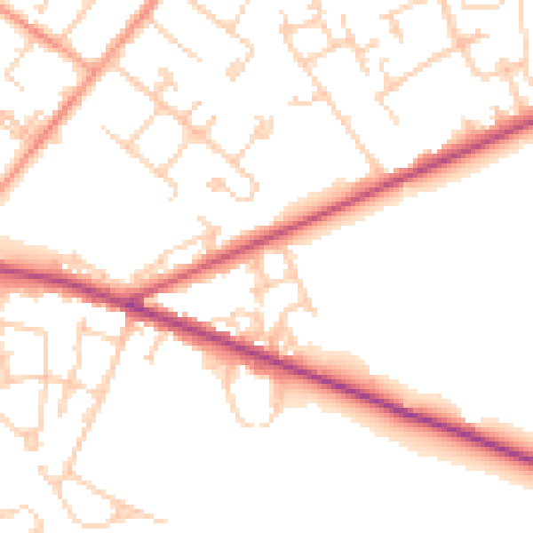 Daytime road noise heatmap for SO19 0SP