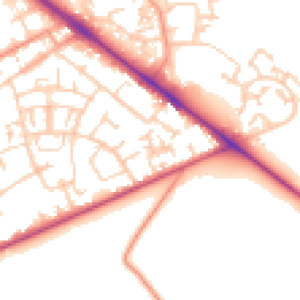Daytime road noise heatmap for SO19 0SW