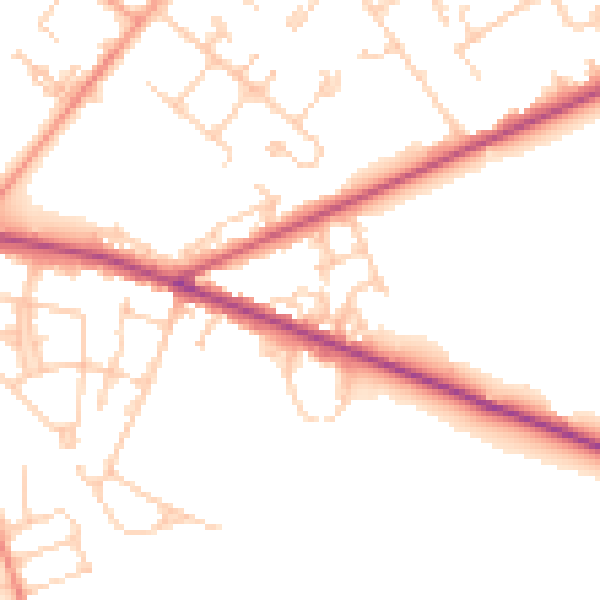 Daytime road noise heatmap for SO19 0SX