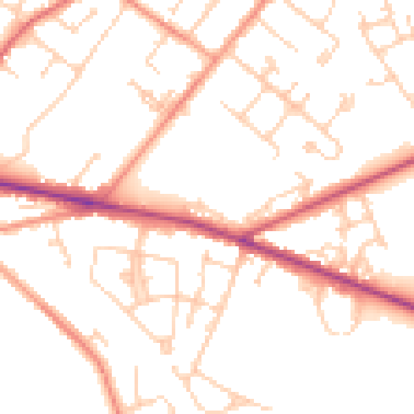Daytime road noise heatmap for SO19 0TQ