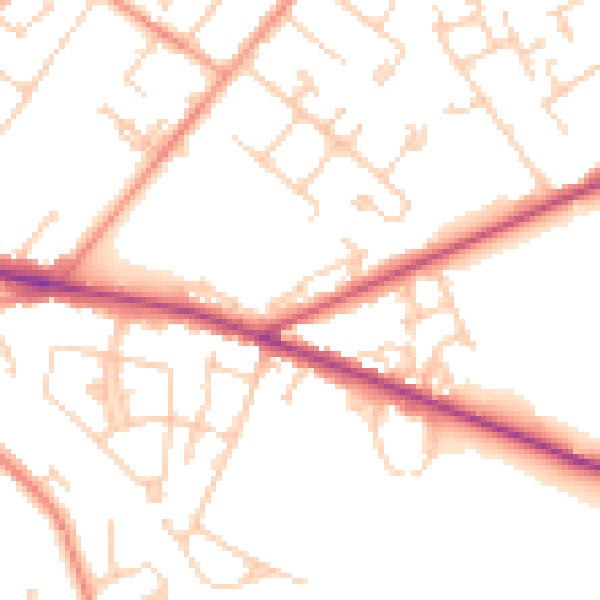 Daytime road noise heatmap for SO19 0TR