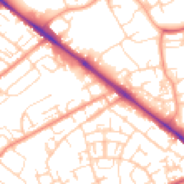 Daytime road noise heatmap for SO19 1DF