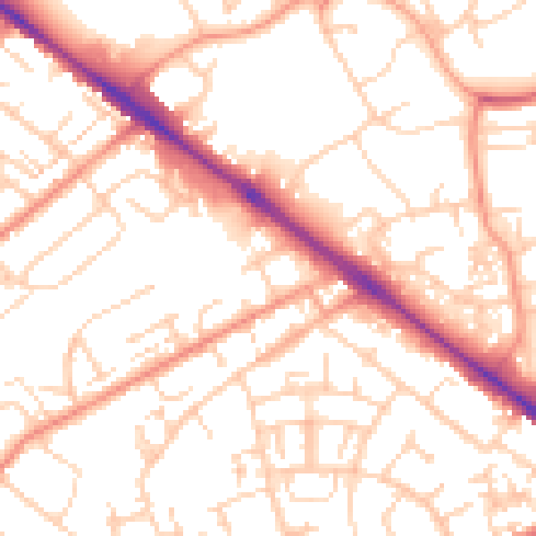 Daytime road noise heatmap for SO19 1DG