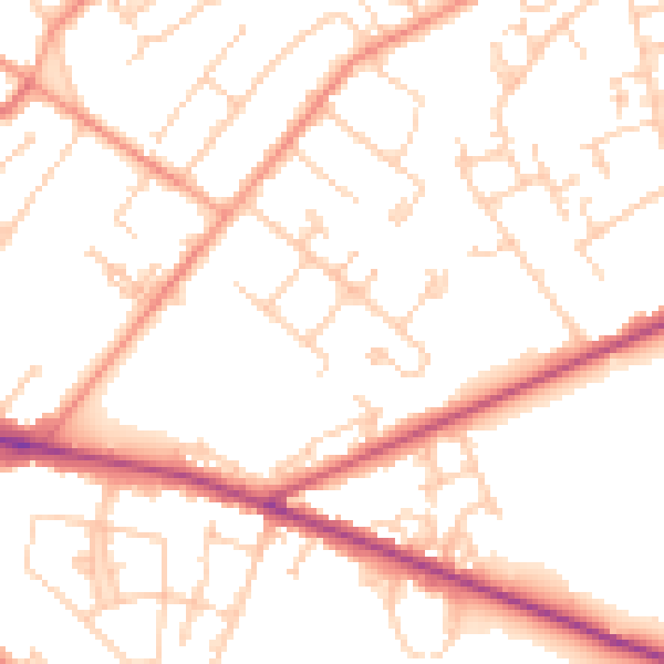 Daytime road noise heatmap for SO19 1DQ