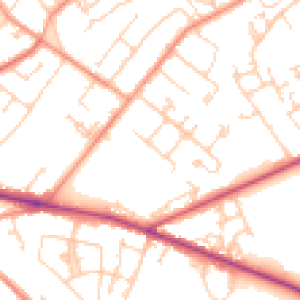 Daytime road noise heatmap for SO19 1DR