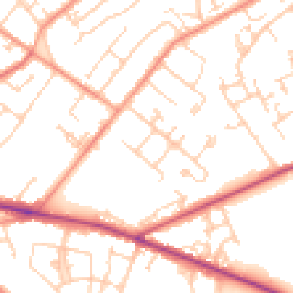 Daytime road noise heatmap for SO19 1DS