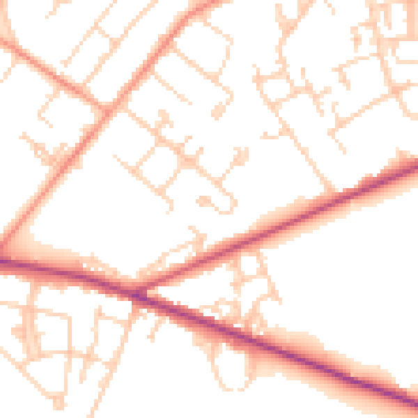 Daytime road noise heatmap for SO19 1EN